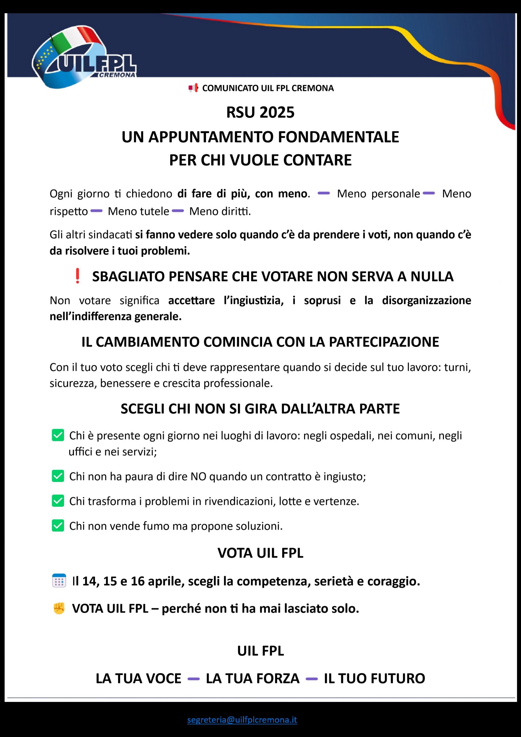COMUNICATO STAMPA – RSU 2025 – UN APPUNTAMENTO FONDAMENTALE